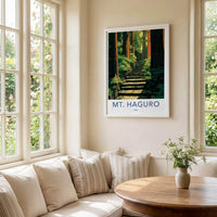 MT. HAGURO Poster - Japan Travel Art - Serene Forest Steps Home Decor