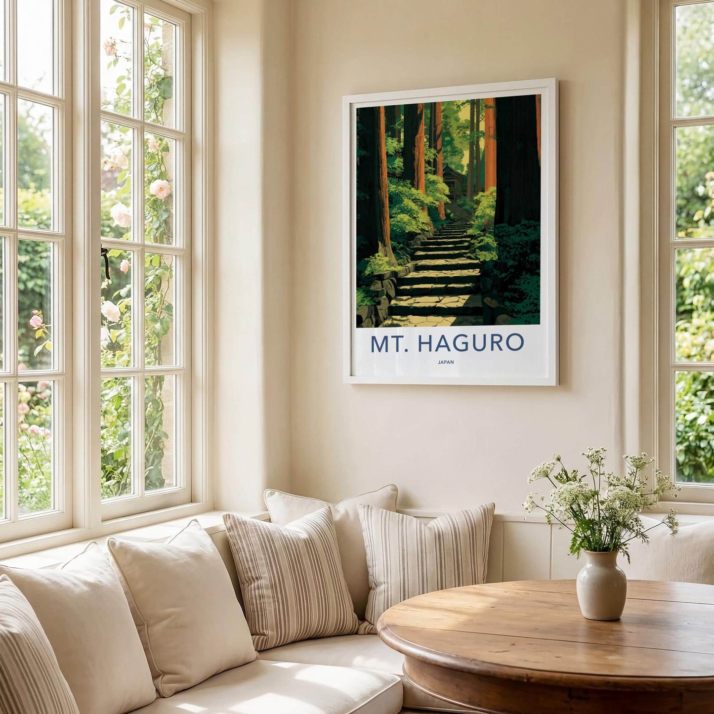 MT. HAGURO Poster - Japan Travel Art - Serene Forest Steps Home Decor