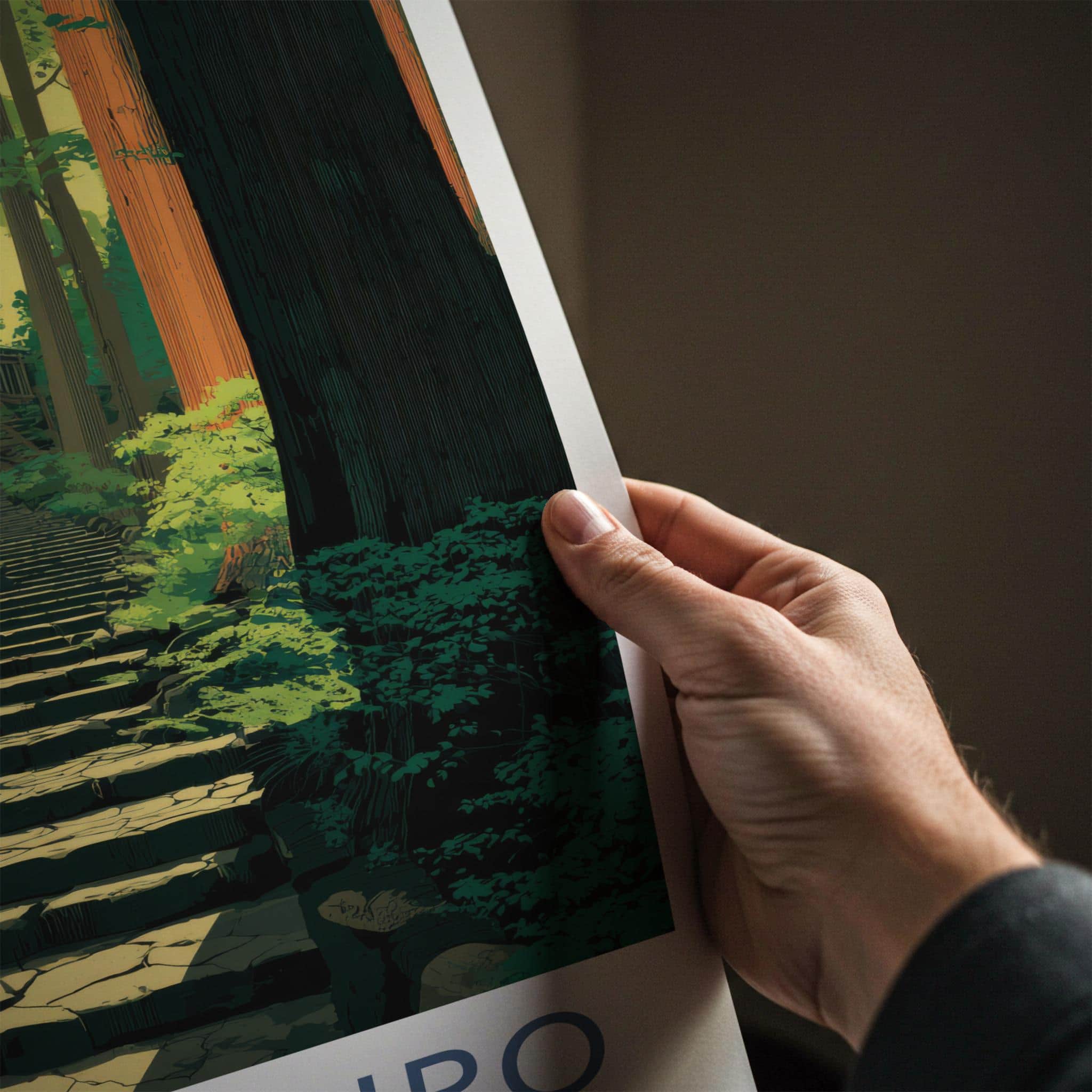MT. HAGURO Poster - Japan Travel Art - Serene Forest Steps Home Decor