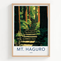 MT. HAGURO Poster - Japan Travel Art - Serene Forest Steps Home Decor