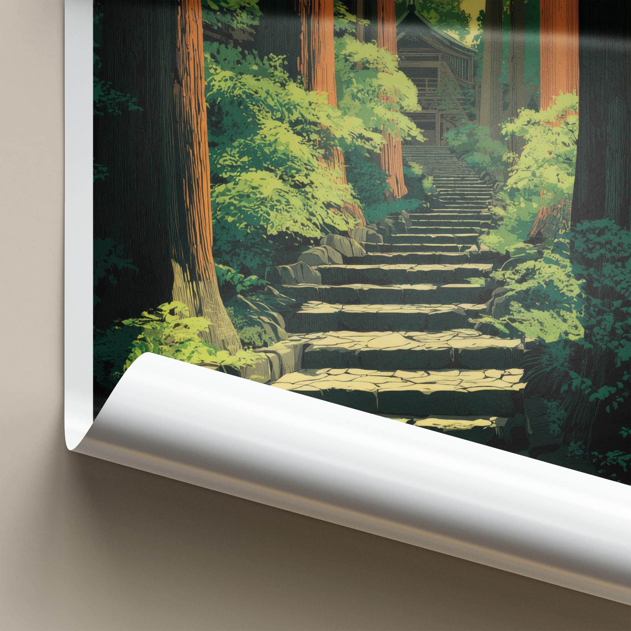 MT. HAGURO Poster - Japan Travel Art - Serene Forest Steps Home Decor