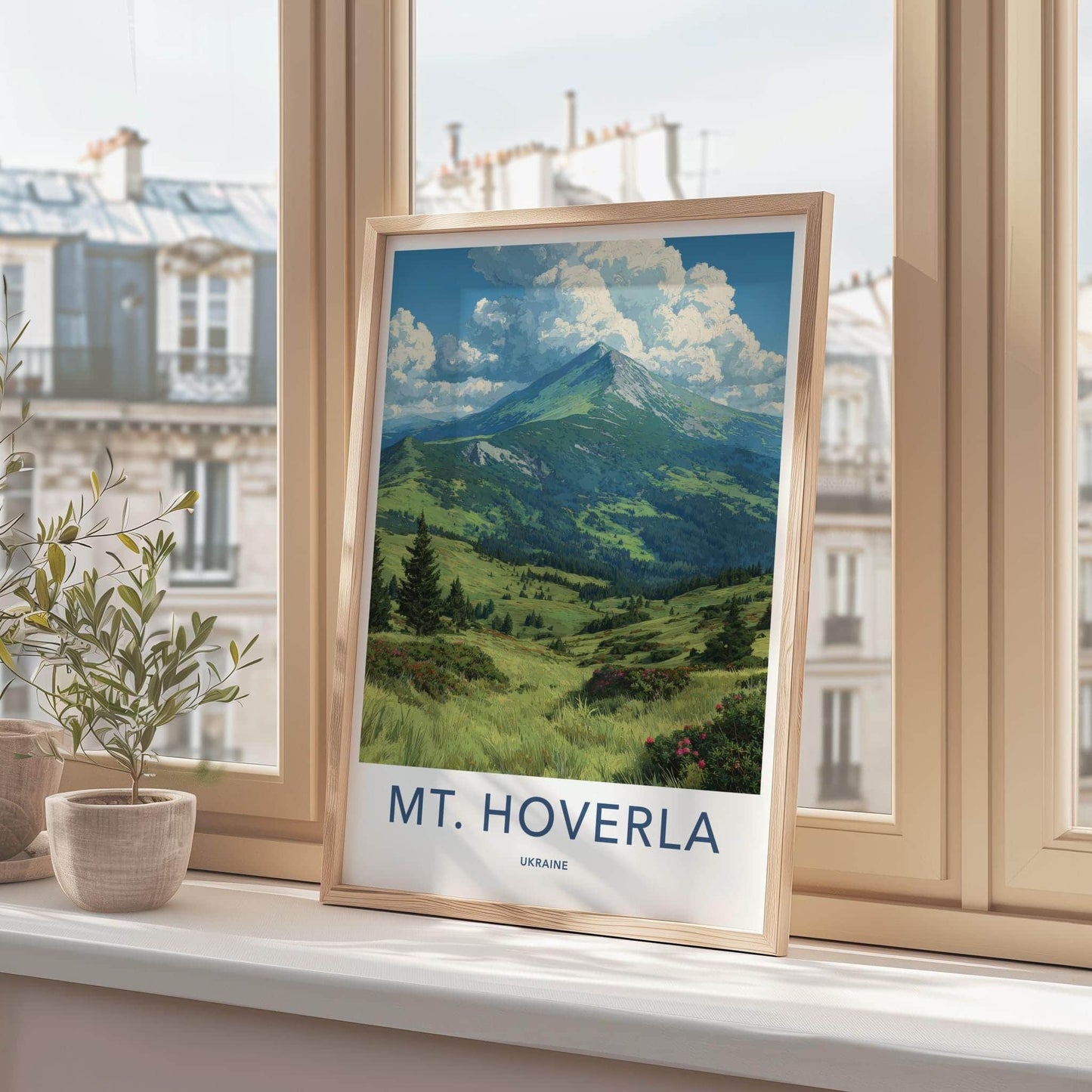 MT. HOVERLA Poster - Ukraine Art Print - Cloudy Mountain Landscape Wall Decor