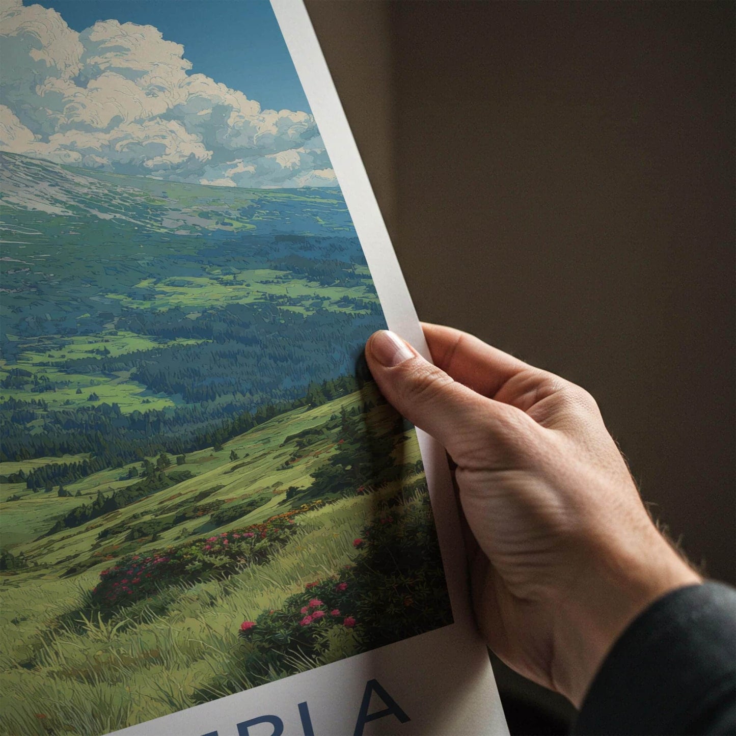 MT. HOVERLA Poster - Ukraine Art Print - Cloudy Mountain Landscape Wall Decor