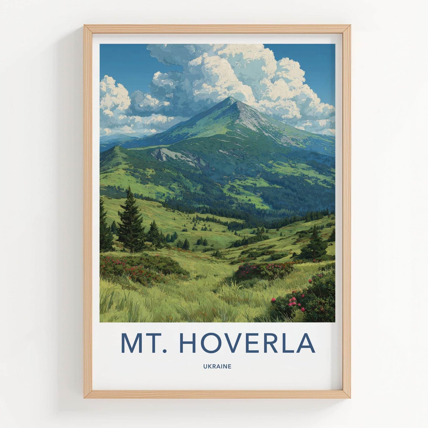 MT. HOVERLA Poster - Ukraine Art Print - Cloudy Mountain Landscape Wall Decor