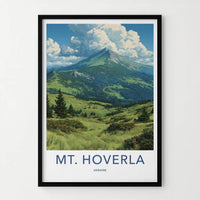 MT. HOVERLA Poster - Ukraine Art Print - Cloudy Mountain Landscape Wall Decor