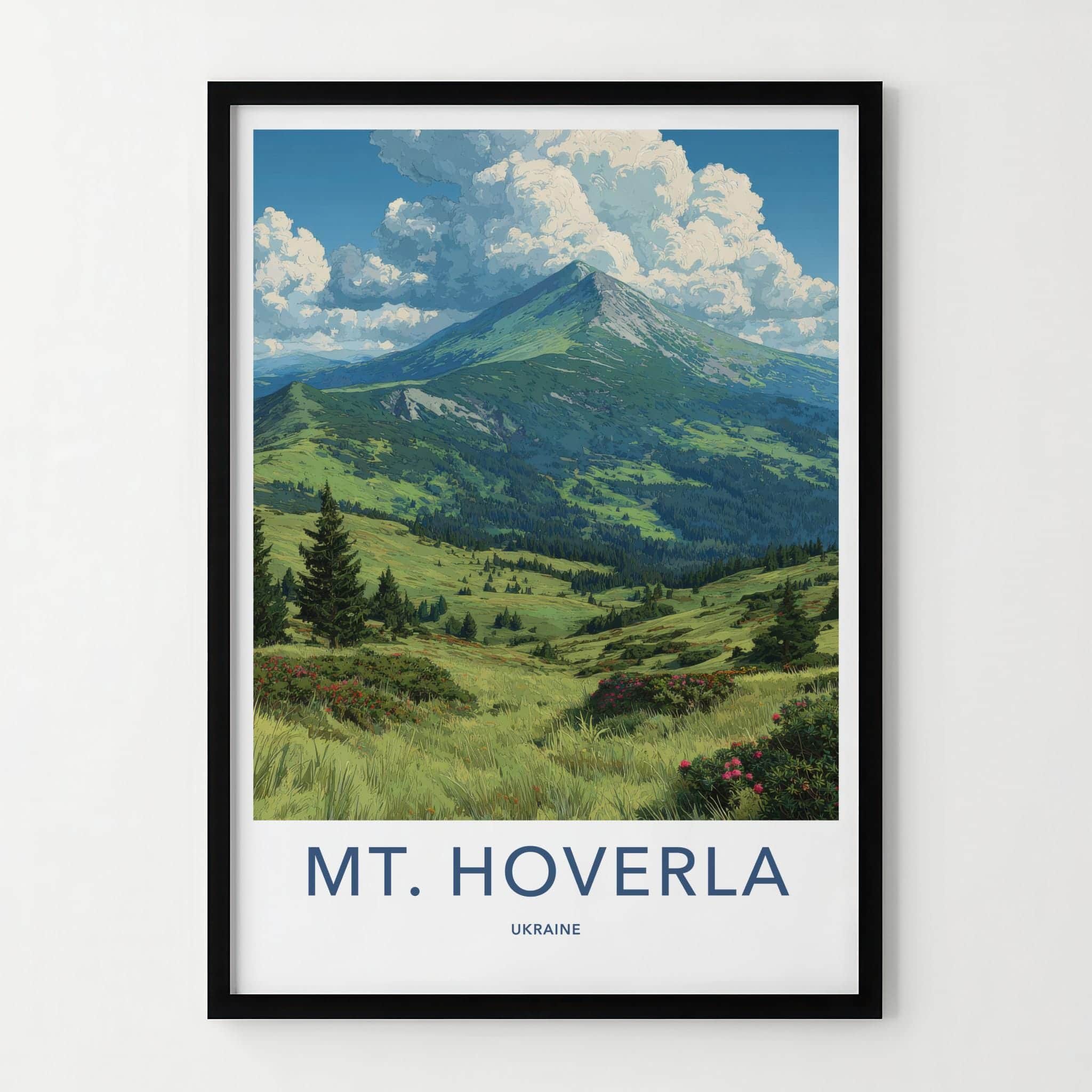 MT. HOVERLA Poster - Ukraine Art Print - Cloudy Mountain Landscape Wall Decor