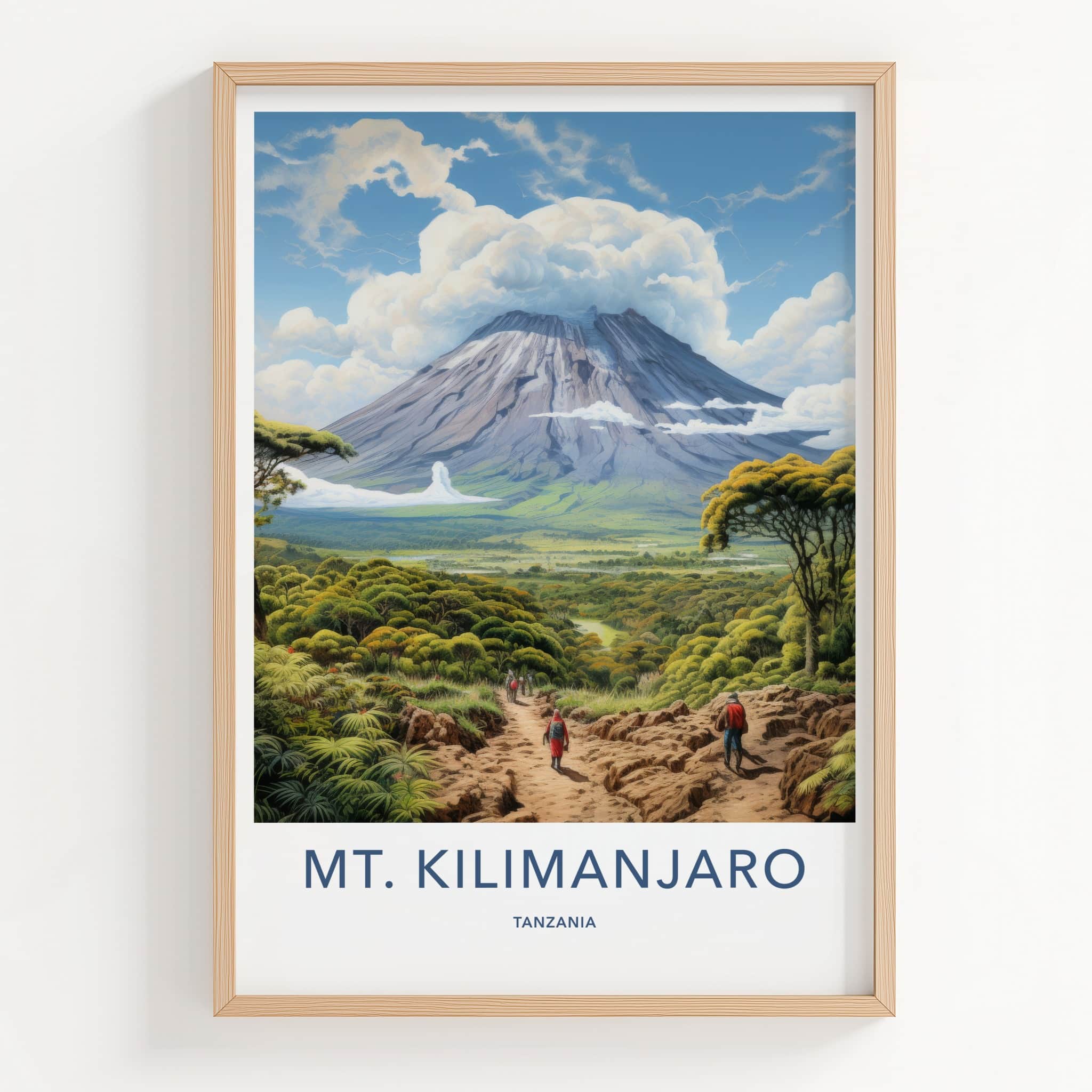 Mt Kilimanjaro Poster - Tanzania Travel Art - Hikers Mountain Path Home Decor
