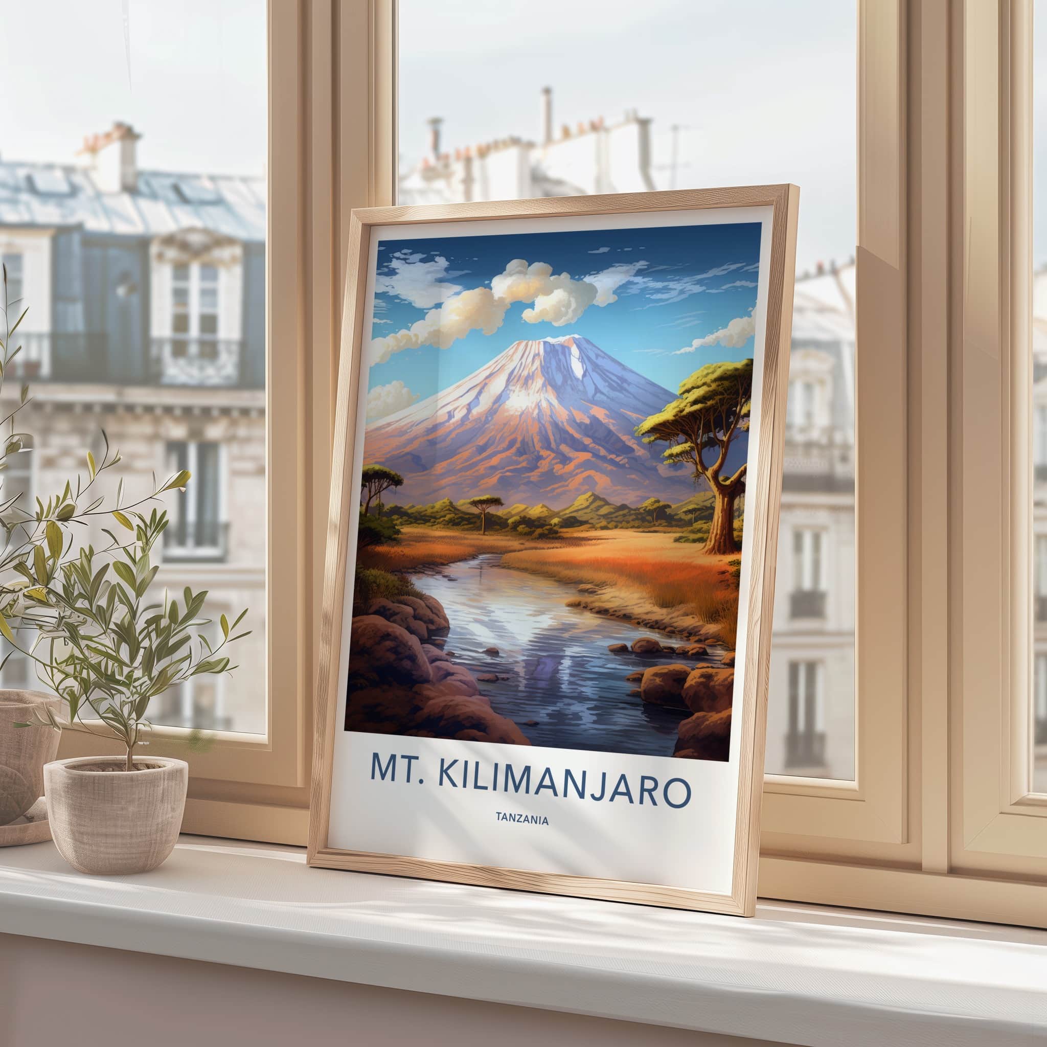 Mt Kilimanjaro Poster - Tanzania Travel Art - Snow Capped Mountain Home Decor