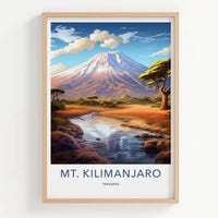 Mt Kilimanjaro Poster - Tanzania Travel Art - Snow Capped Mountain Home Decor