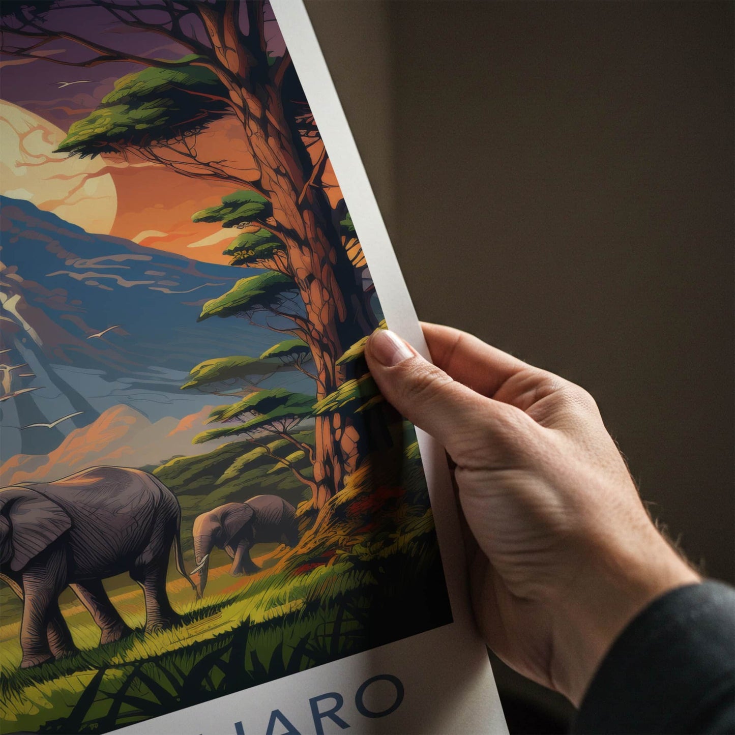 Mt Kilimanjaro Poster - Tanzania Wall Art - Elephants Mountain View Gift