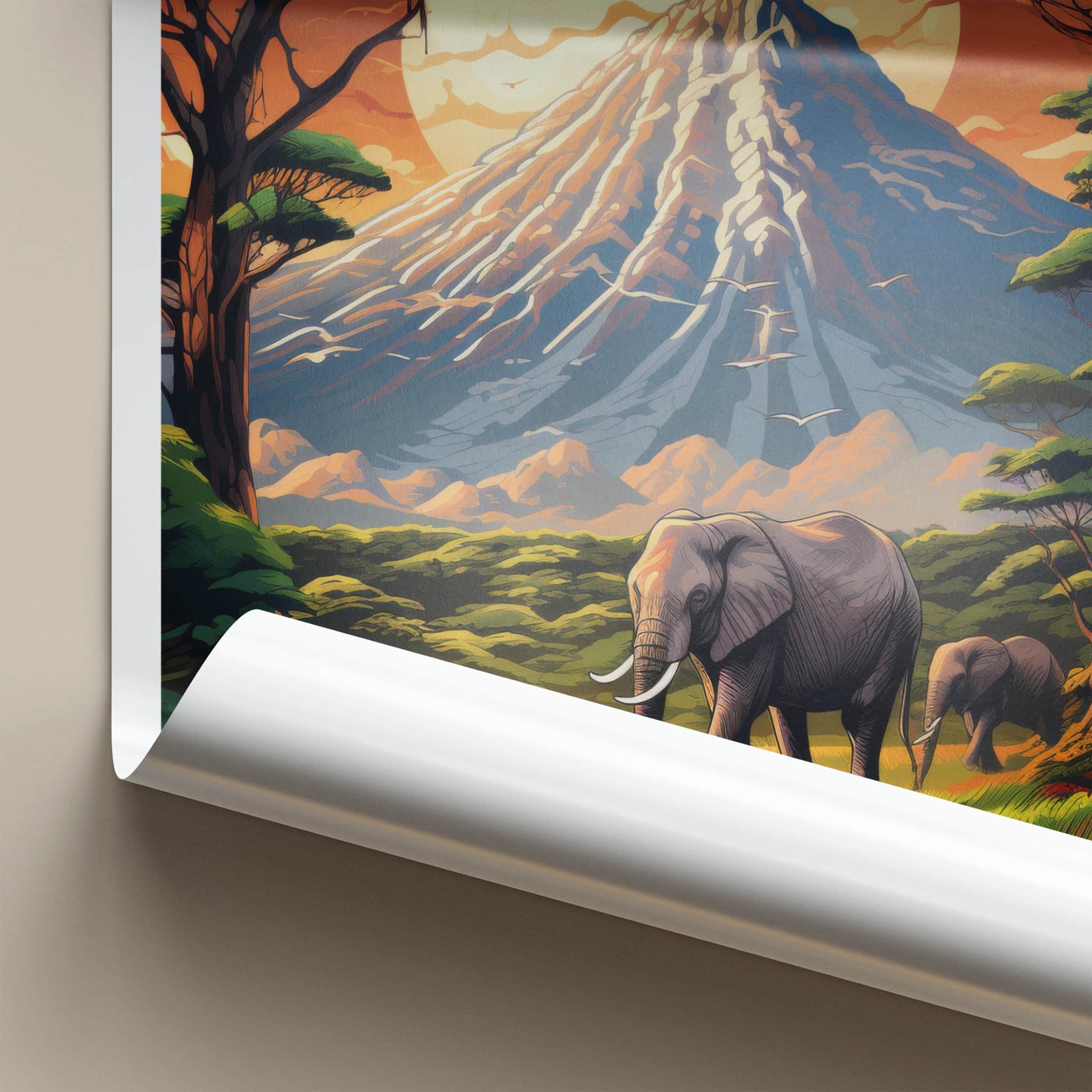 Mt Kilimanjaro Poster - Tanzania Wall Art - Elephants Mountain View Gift