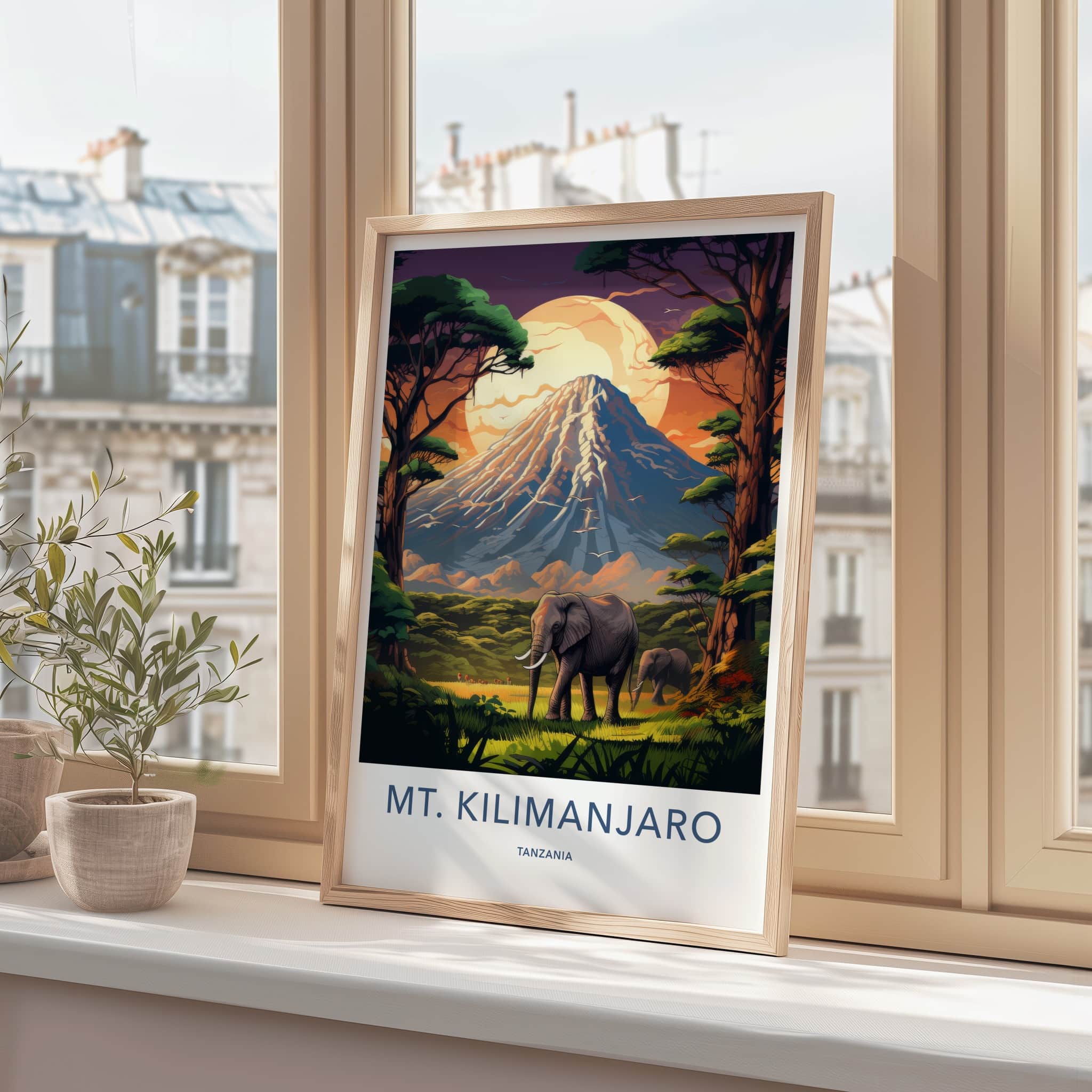 Mt Kilimanjaro Poster - Tanzania Wall Art - Elephants Mountain View Gift