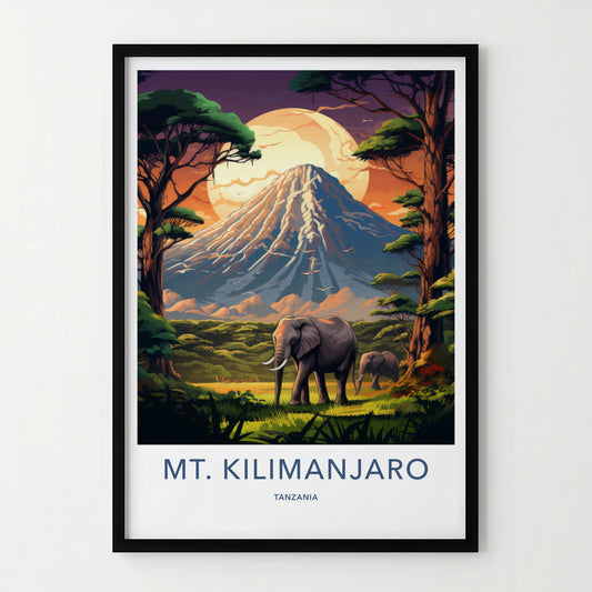 Mt Kilimanjaro Poster - Tanzania Wall Art - Elephants Mountain View Gift