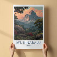 MT. KINABALU Poster - Malaysia Travel Art - Lush Tropical Mountain Home Decor