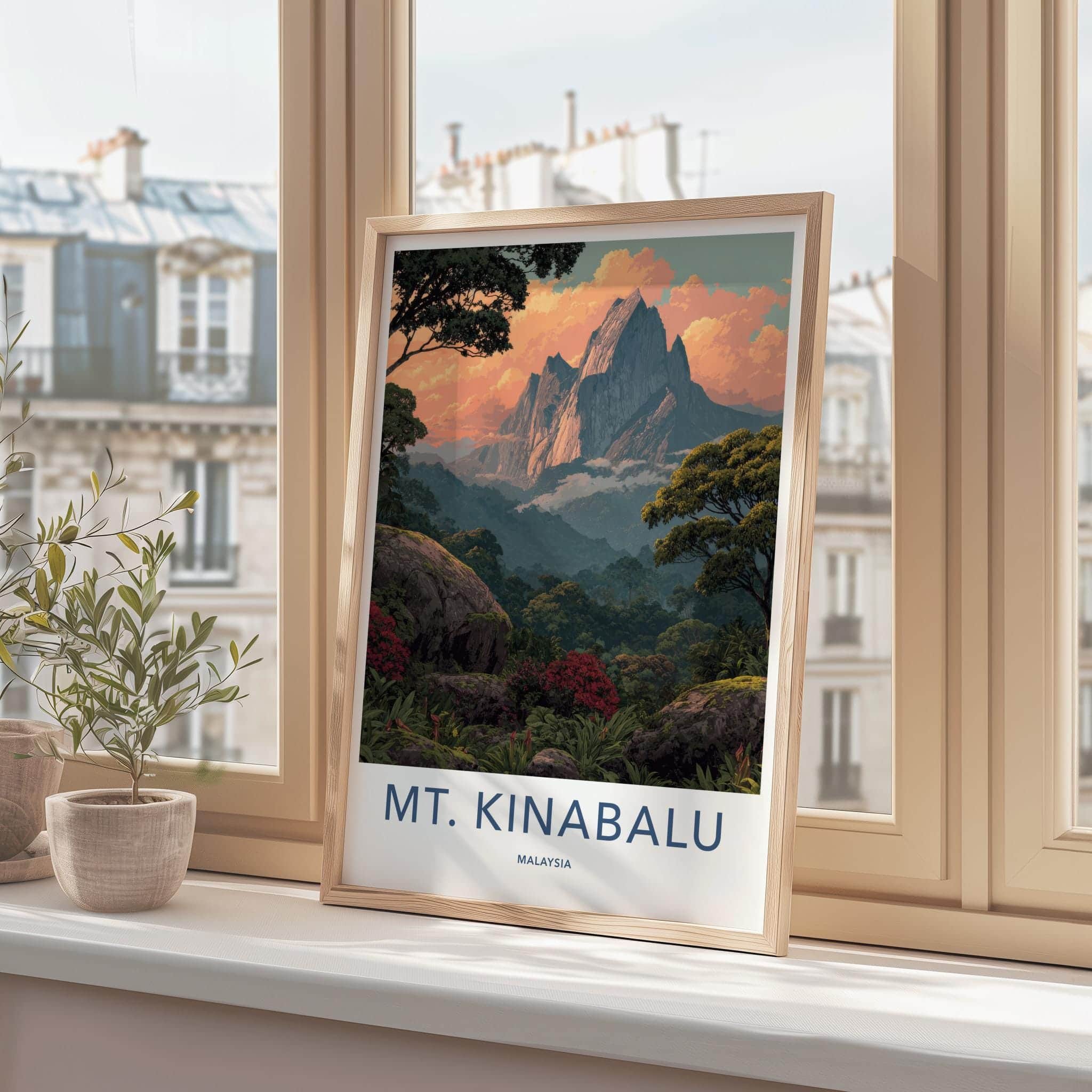 MT. KINABALU Poster - Malaysia Travel Art - Lush Tropical Mountain Home Decor