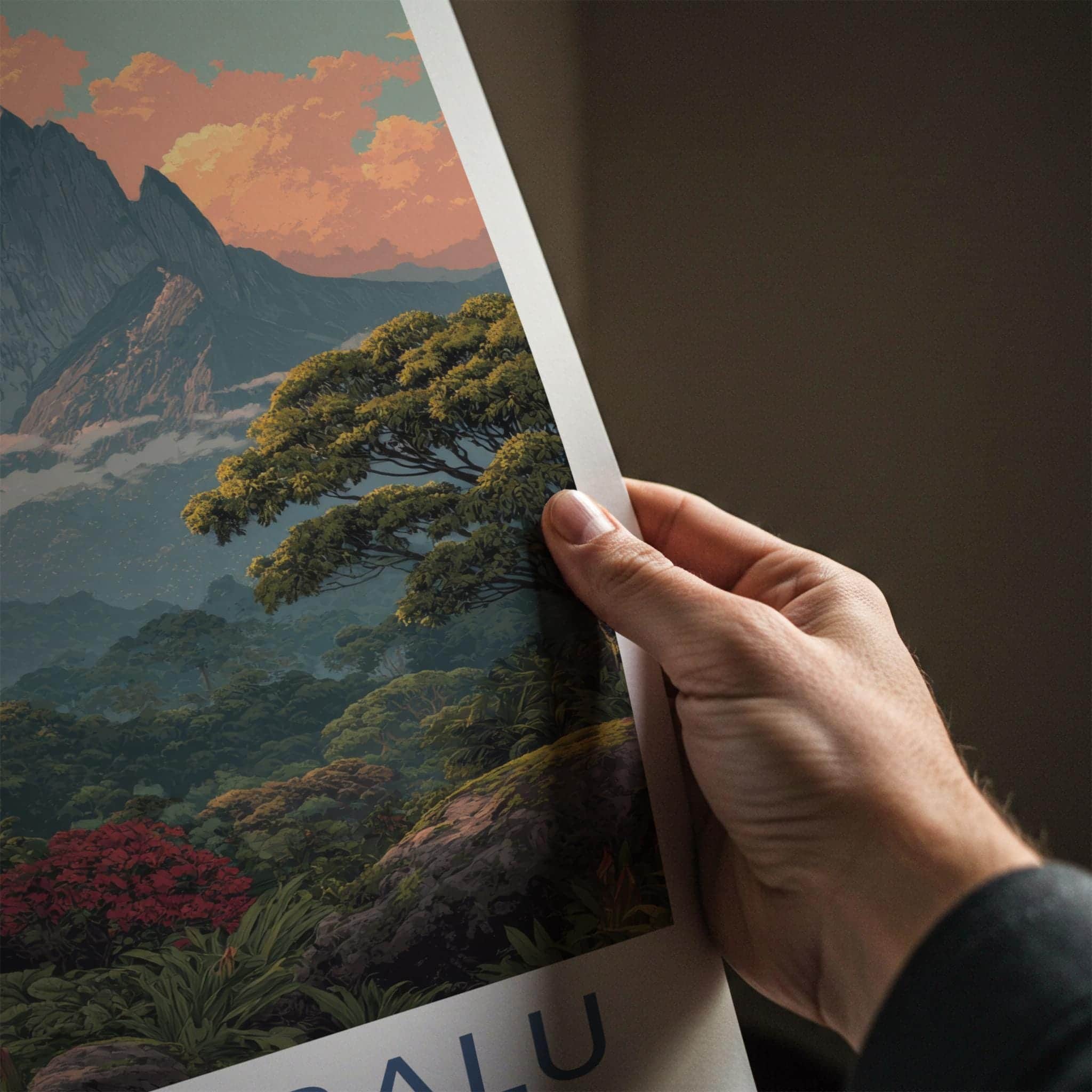 MT. KINABALU Poster - Malaysia Travel Art - Lush Tropical Mountain Home Decor