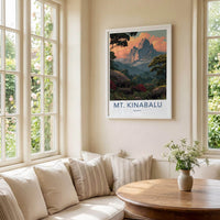 MT. KINABALU Poster - Malaysia Travel Art - Lush Tropical Mountain Home Decor