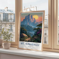Mt Kinabalu Poster - Malaysia Travel Art - Tropical Summit Journey Home Decor