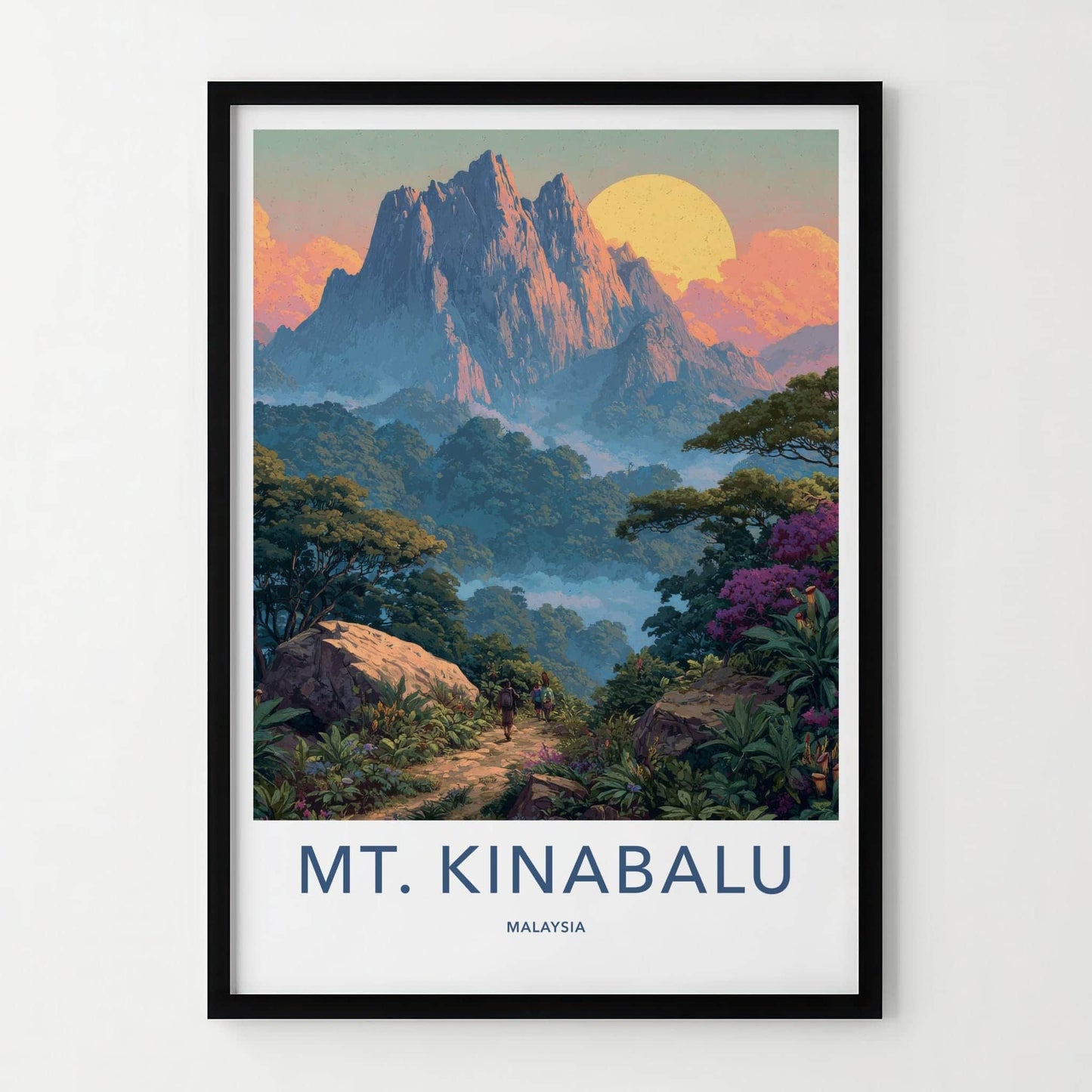 Mt Kinabalu Poster - Malaysia Travel Art - Tropical Summit Journey Home Decor