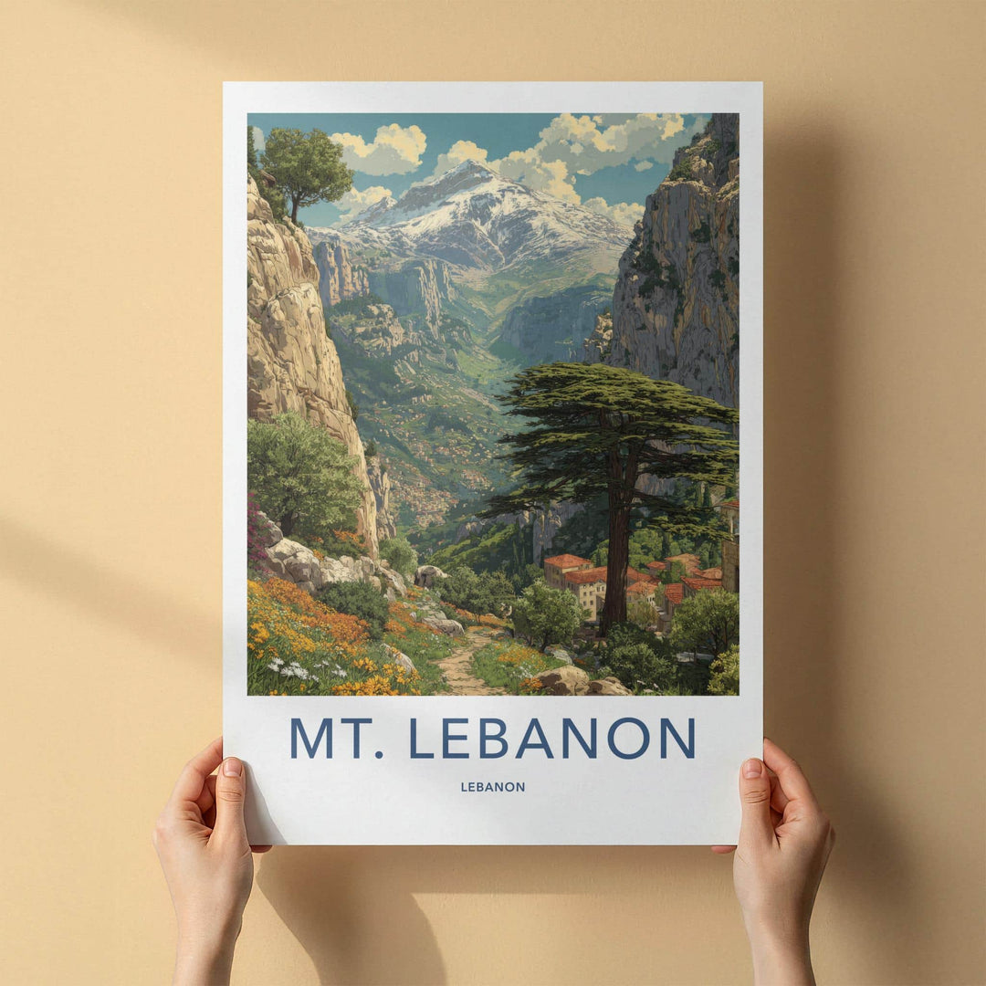Mt. Lebanon Poster - Lebanon Travel Art - Snowy Mountain Village Wall Decor