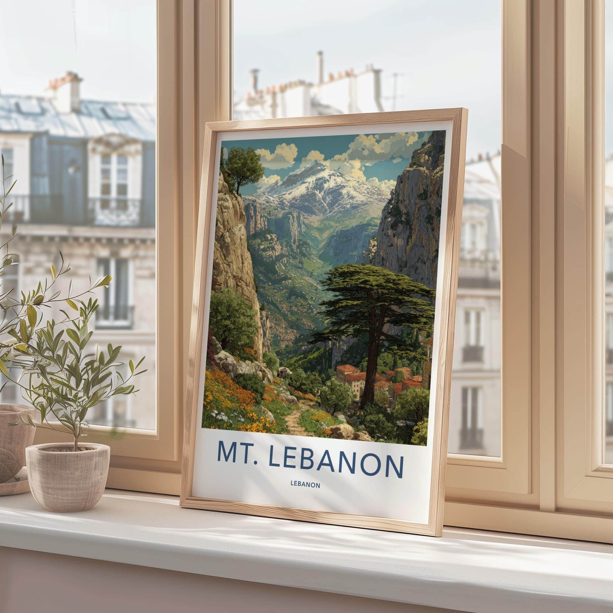 Mt. Lebanon Poster - Lebanon Travel Art - Snowy Mountain Village Wall Decor