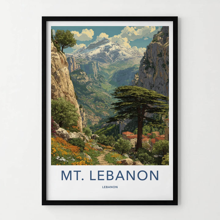 Mt. Lebanon Poster - Lebanon Travel Art - Snowy Mountain Village Wall Decor