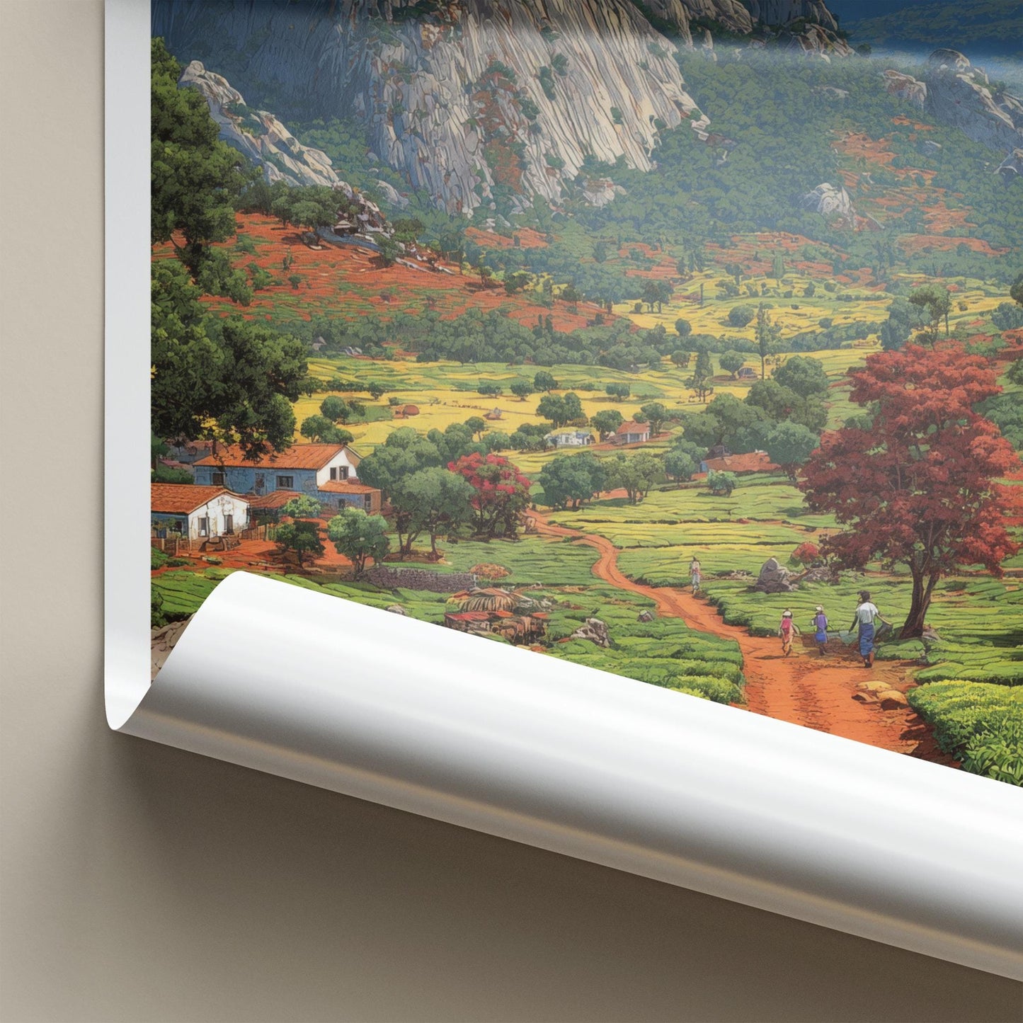 Mt Mulanje Poster - Malawi Travel Print - Scenic tea country Home Decor