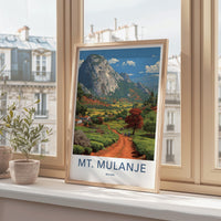 Mt Mulanje Poster - Malawi Travel Print - Scenic tea country Home Decor