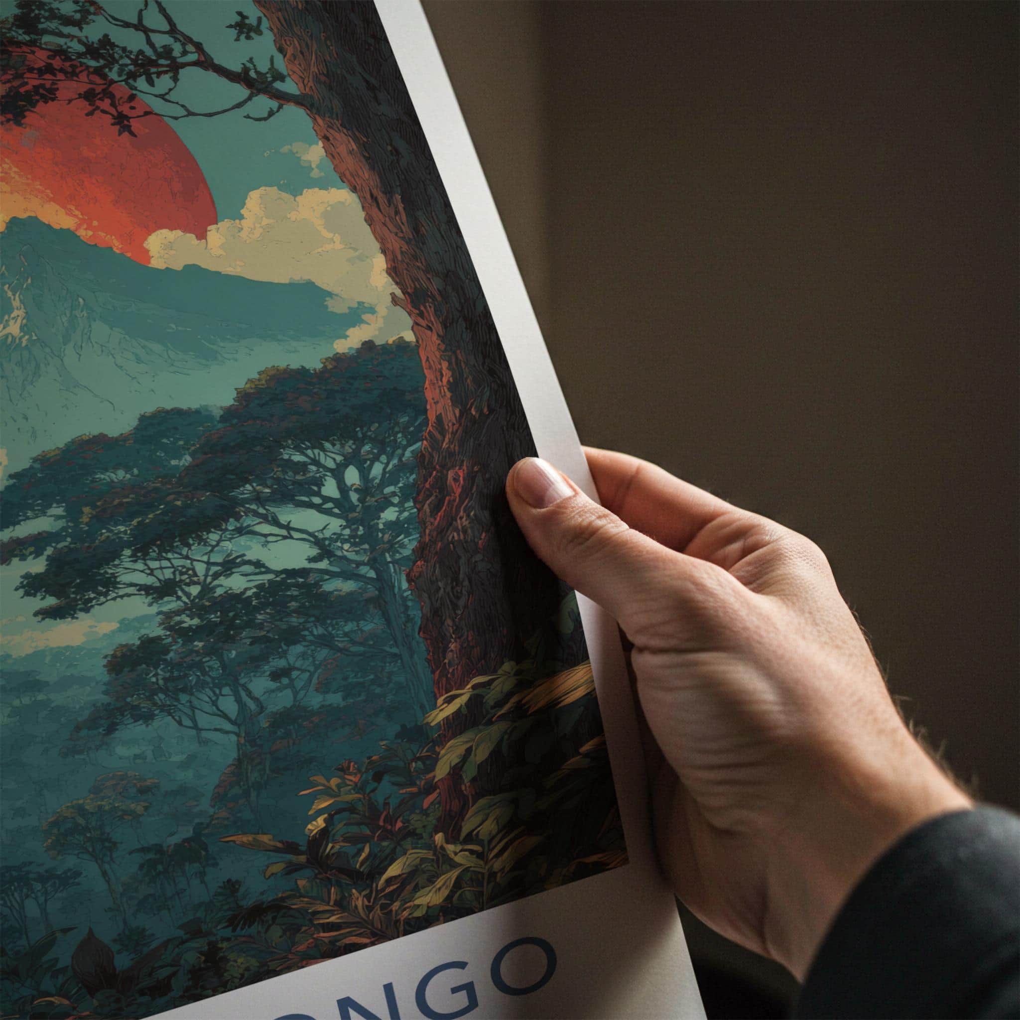 MT. NYIRAGONGO Poster - Congo Travel Art - Lush Jungle Volcano Home Decor