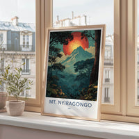 MT. NYIRAGONGO Poster - Congo Travel Art - Lush Jungle Volcano Home Decor
