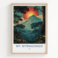 MT. NYIRAGONGO Poster - Congo Travel Art - Lush Jungle Volcano Home Decor