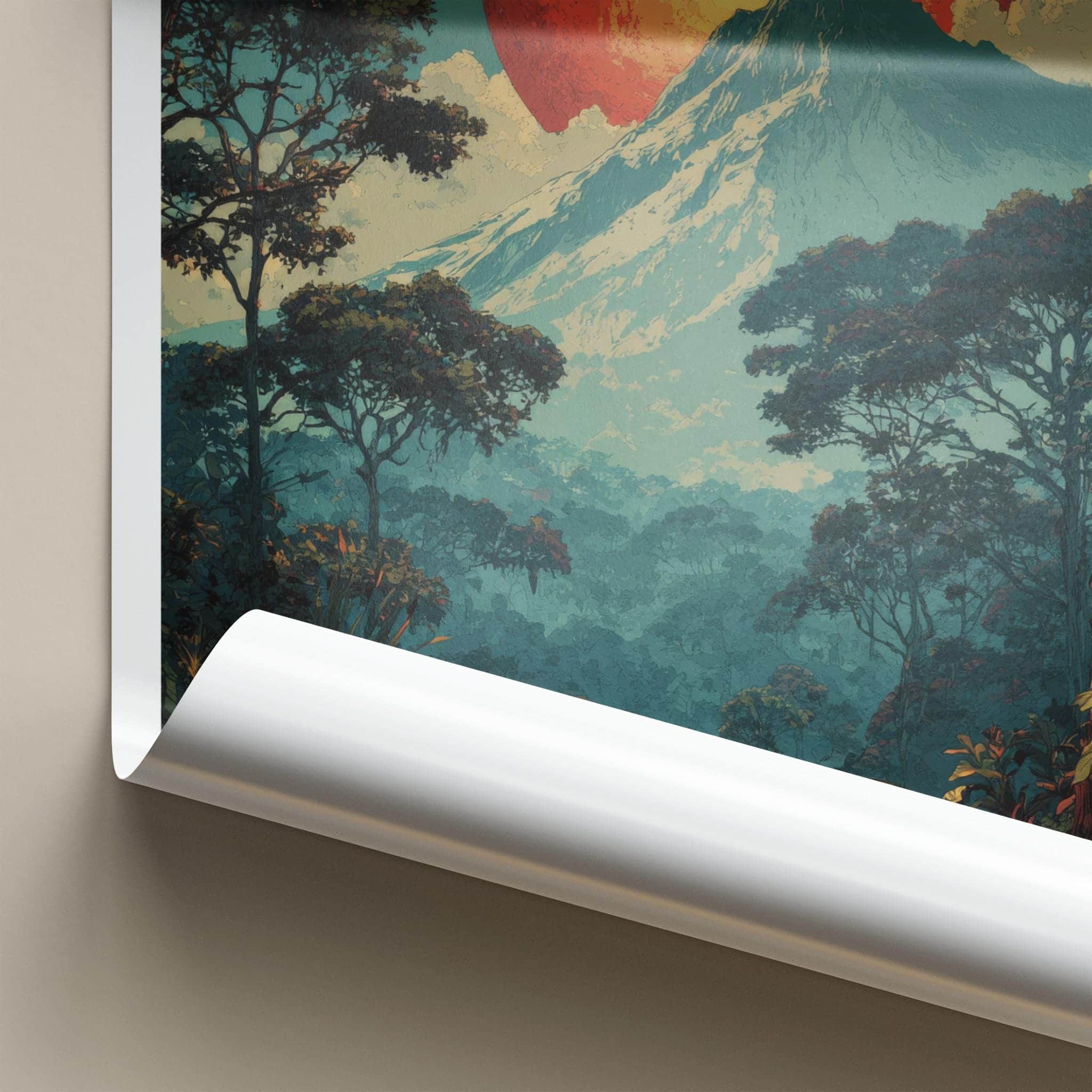 MT. NYIRAGONGO Poster - Congo Travel Art - Lush Jungle Volcano Home Decor