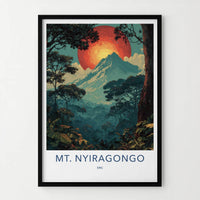 MT. NYIRAGONGO Poster - Congo Travel Art - Lush Jungle Volcano Home Decor