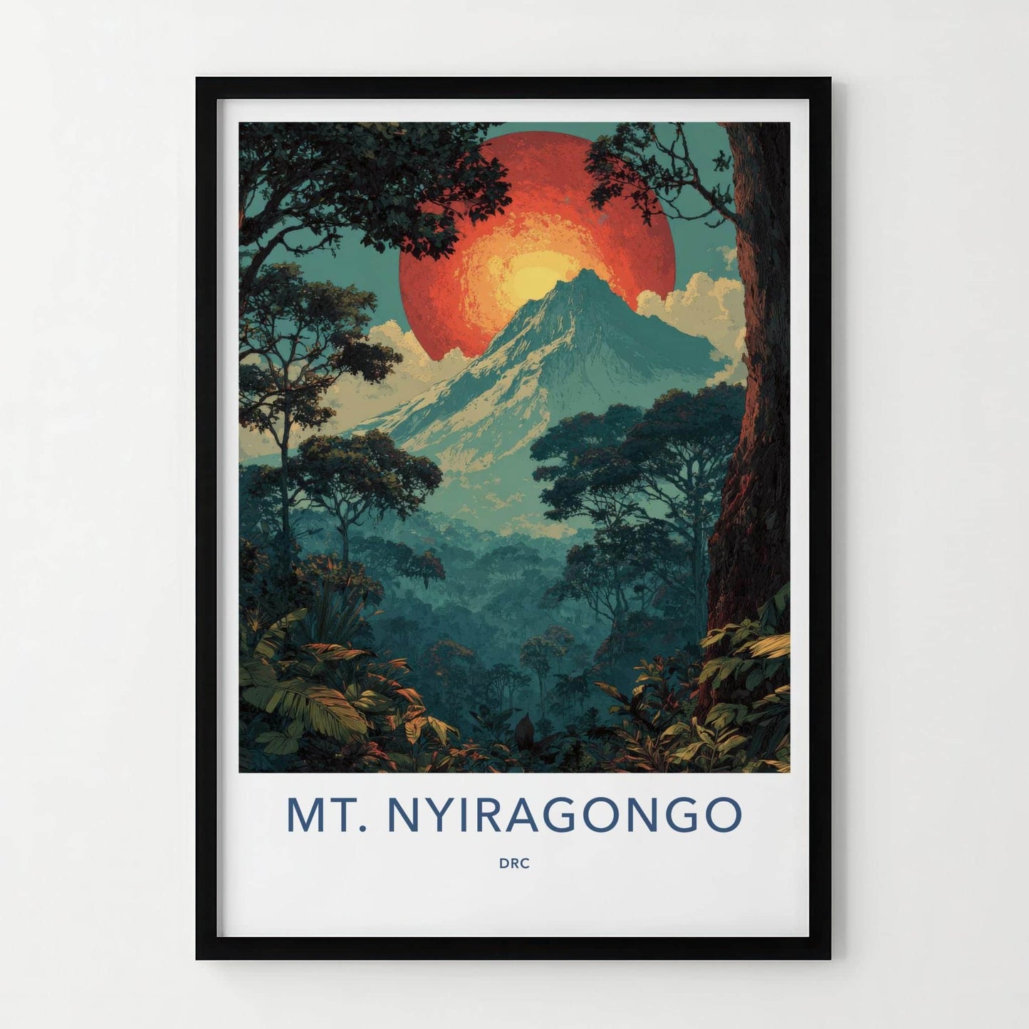 MT. NYIRAGONGO Poster - Congo Travel Art - Lush Jungle Volcano Home Decor