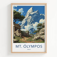 MT OLYMPOS Poster - Greece Wall Art - Ancient temple mountain Home Decor