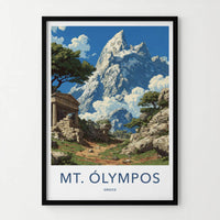 MT OLYMPOS Poster - Greece Wall Art - Ancient temple mountain Home Decor
