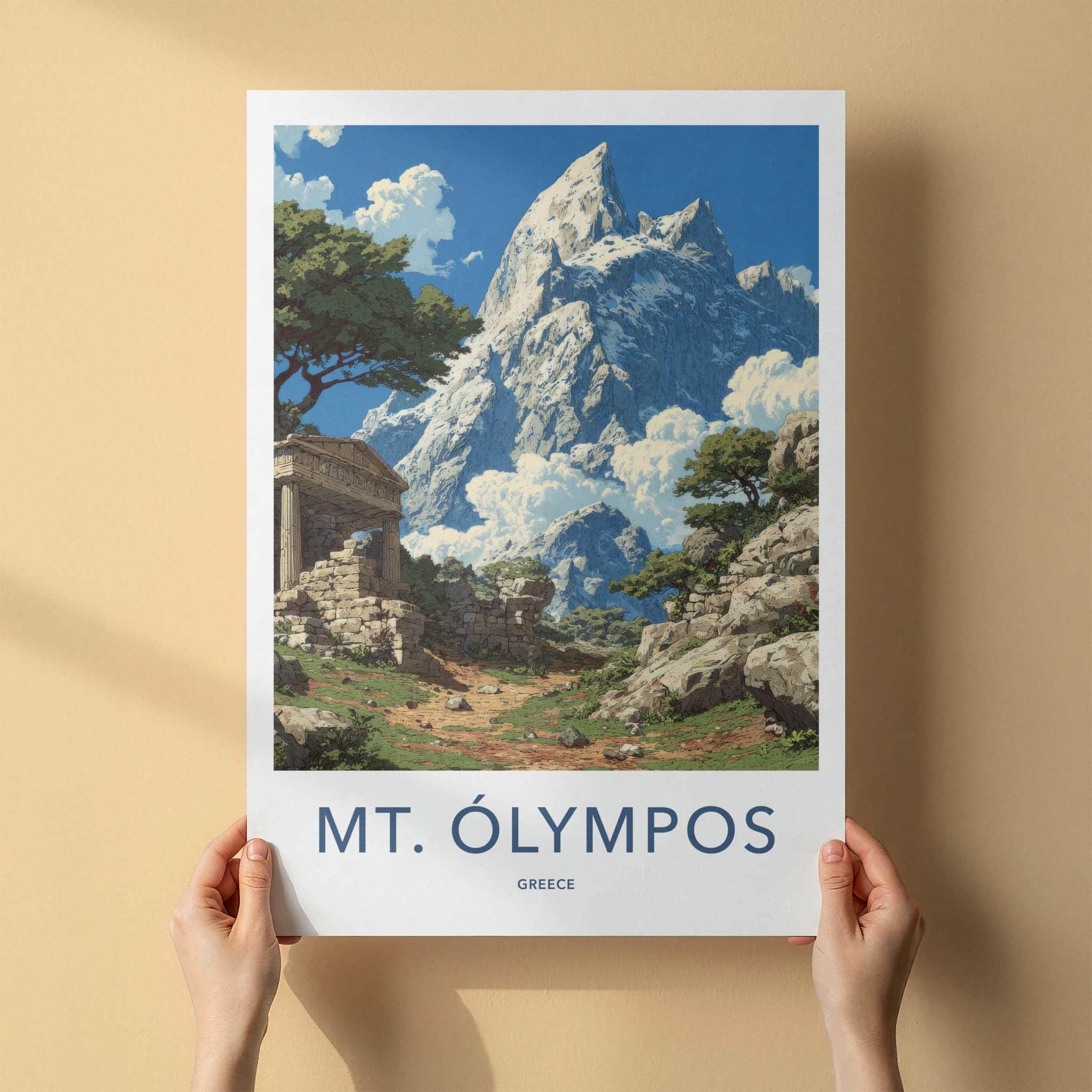 MT OLYMPOS Poster - Greece Wall Art - Ancient temple mountain Home Decor