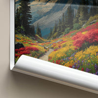 Mt Rainier Poster - Washington Art Print - Blooming Valley Trail Home Decor