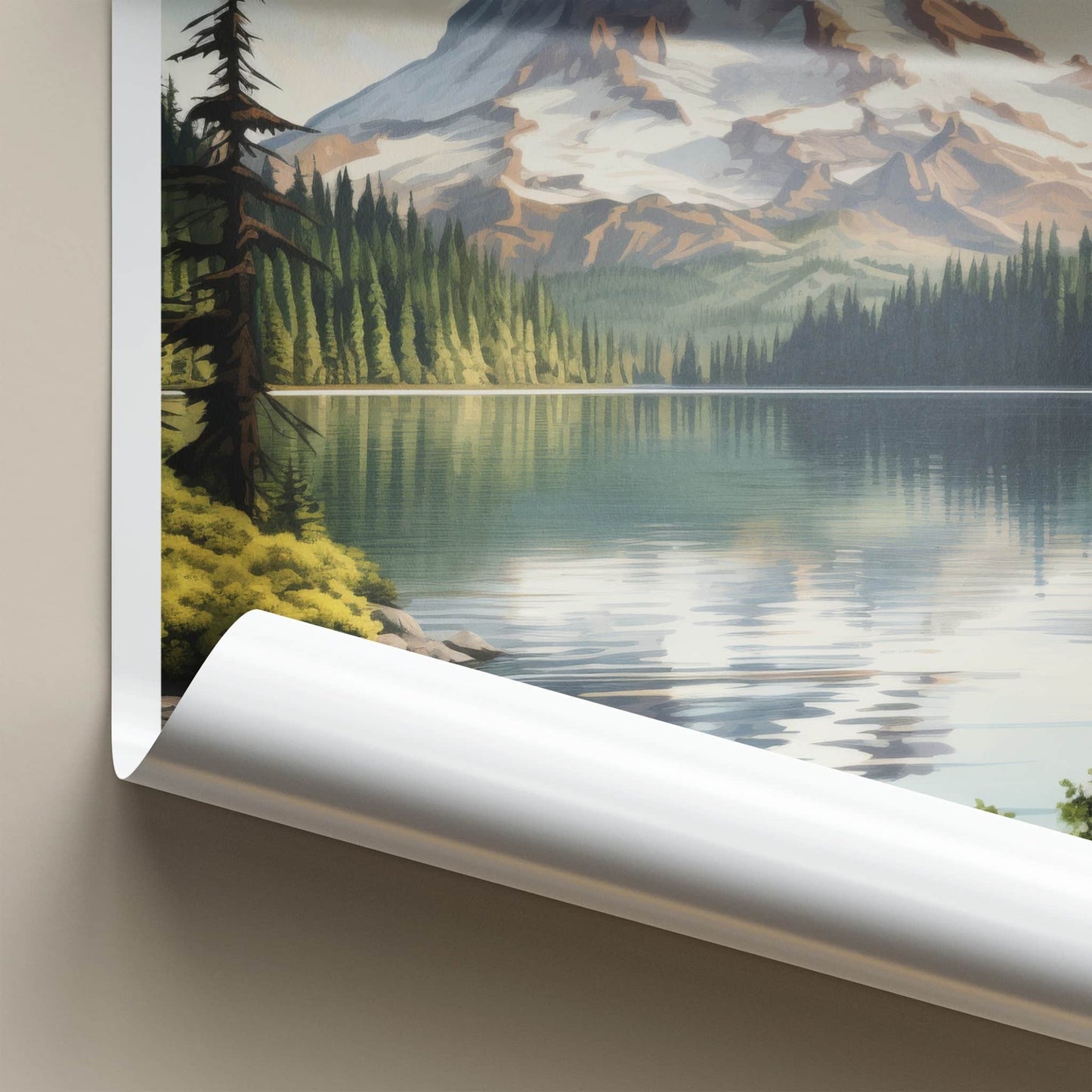 Mt Rainier Poster - Washington Wall Art - Mountain Lake Reflection Home Decor