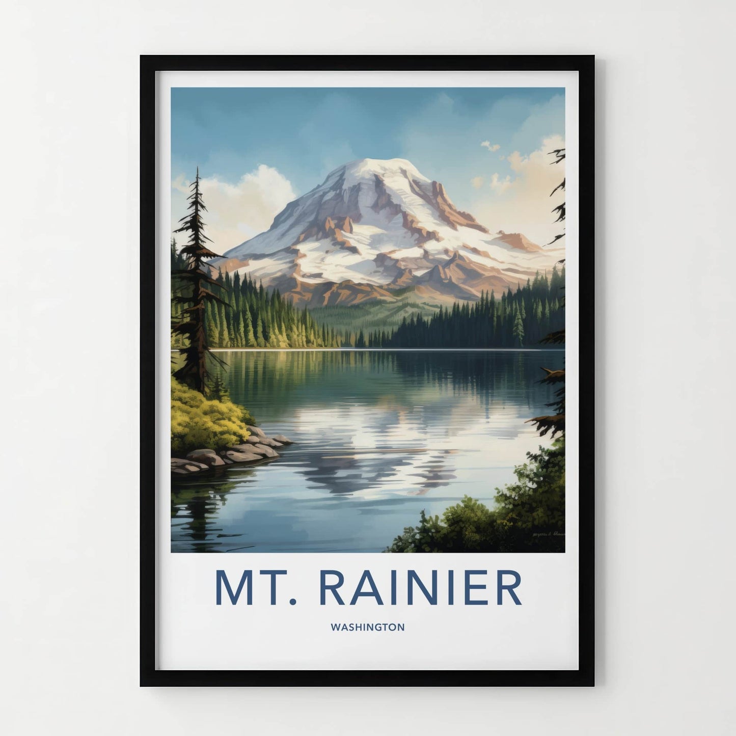 Mt Rainier Poster - Washington Wall Art - Mountain Lake Reflection Home Decor