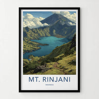 MT. RINJANI Poster - Indonesia Travel Art - Volcanic Crater Lake Home Decor