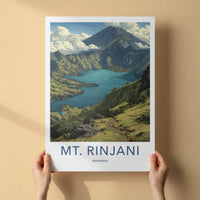 MT. RINJANI Poster - Indonesia Travel Art - Volcanic Crater Lake Home Decor