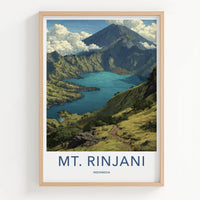 MT. RINJANI Poster - Indonesia Travel Art - Volcanic Crater Lake Home Decor
