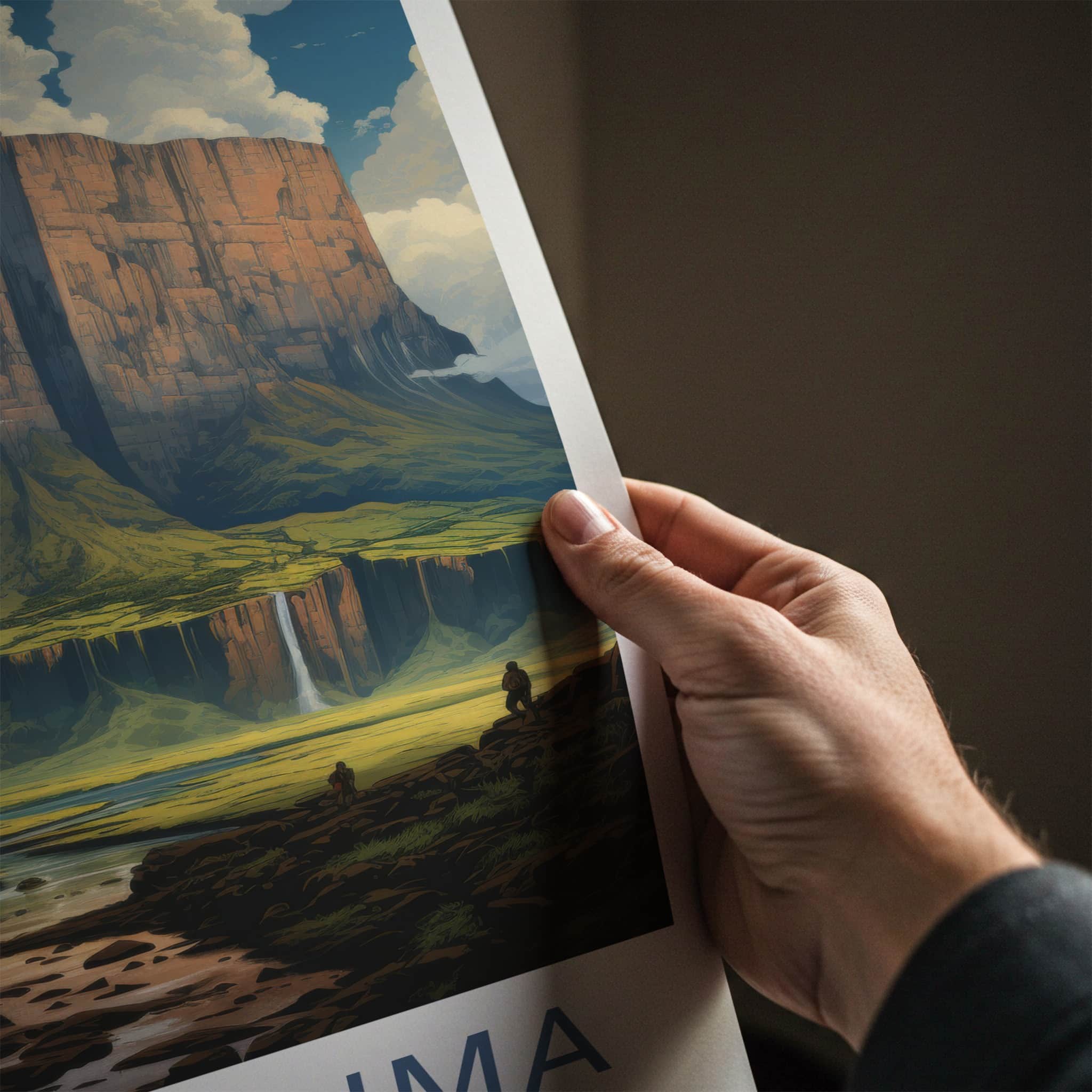 Mt Roraima Poster - Venezuela Art Print - Colossal Tepui Falls Wall Decor