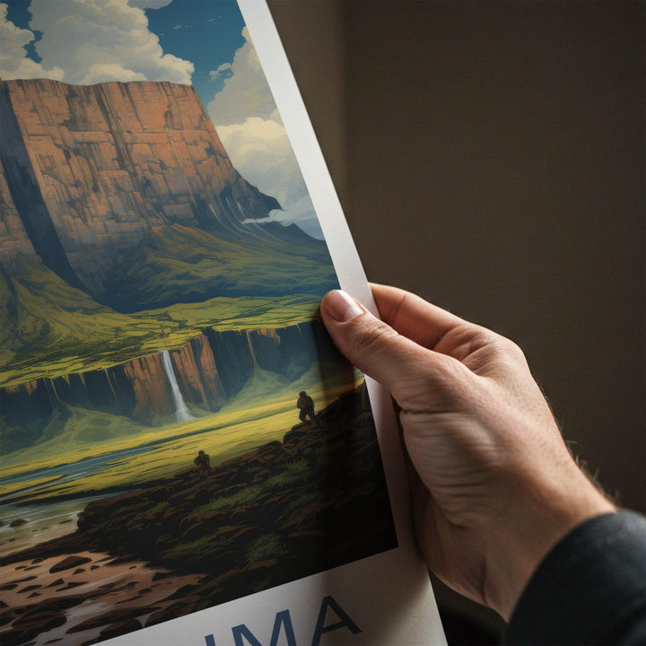 Mt Roraima Poster - Venezuela Art Print - Colossal Tepui Falls Wall Decor