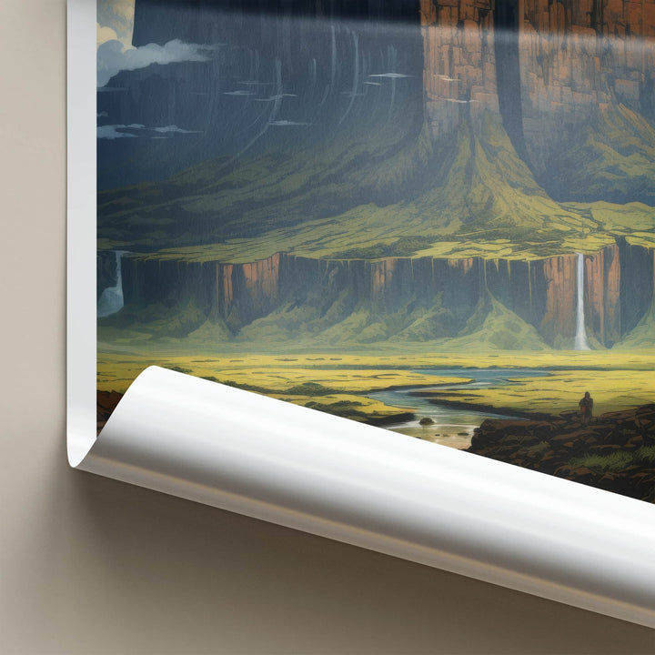 Mt Roraima Poster - Venezuela Art Print - Colossal Tepui Falls Wall Decor