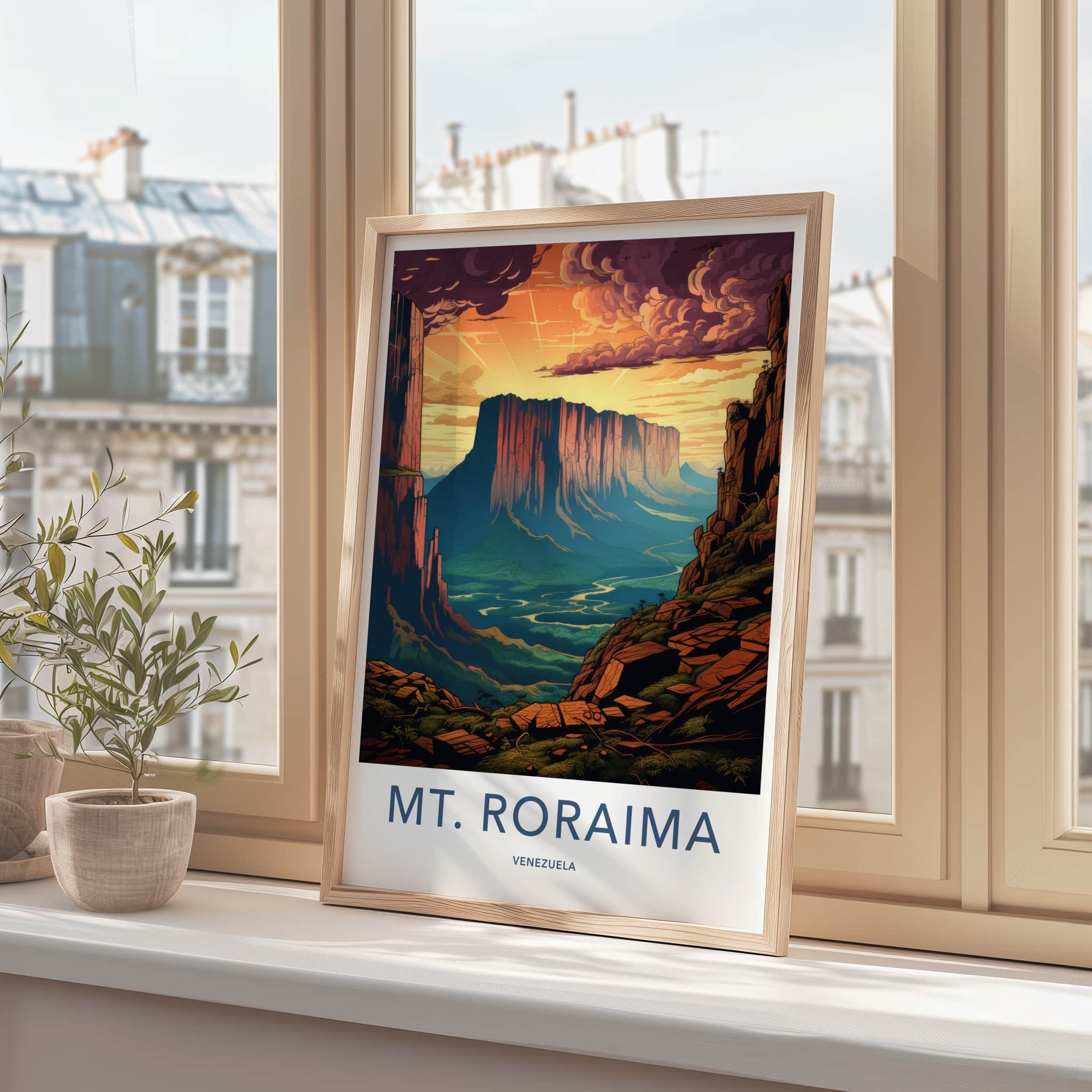 Mt Roraima Poster - Venezuela Travel Art - Dramatic Sunset Tepuis Wall Decor