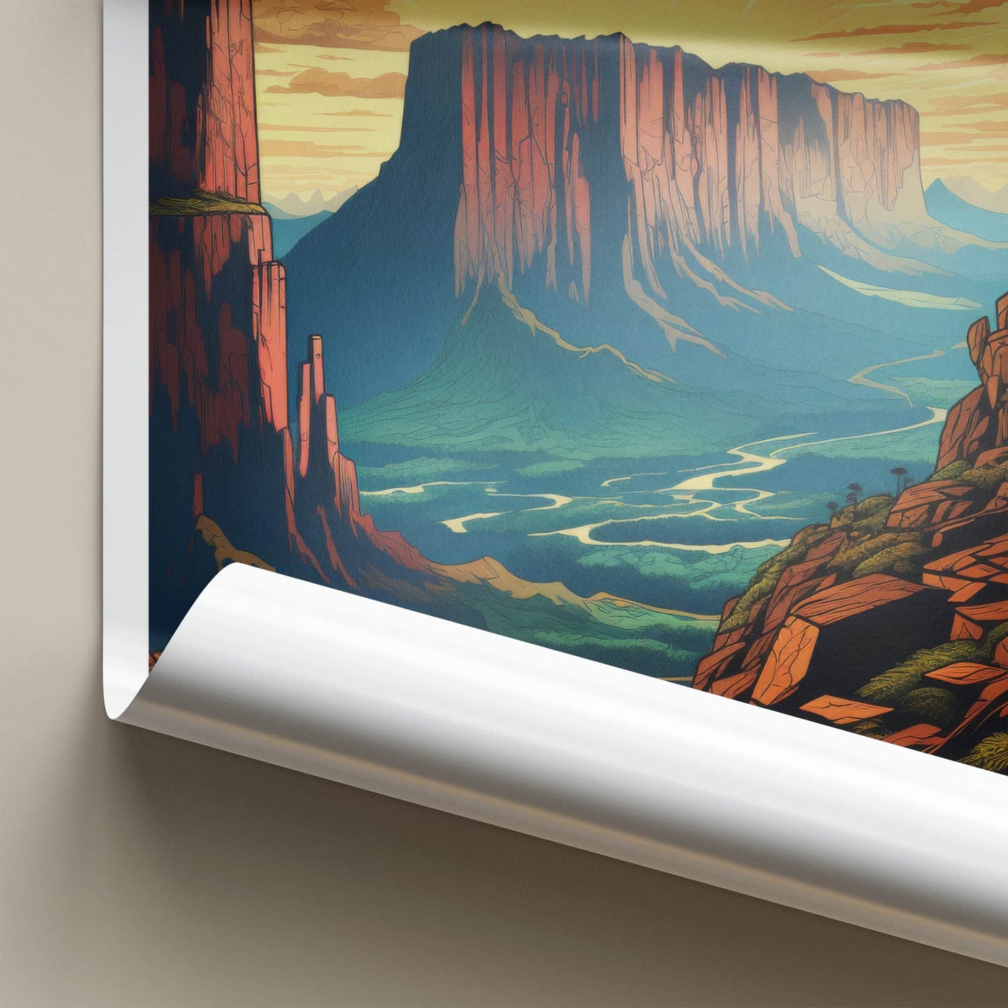 Mt Roraima Poster - Venezuela Travel Art - Dramatic Sunset Tepuis Wall Decor