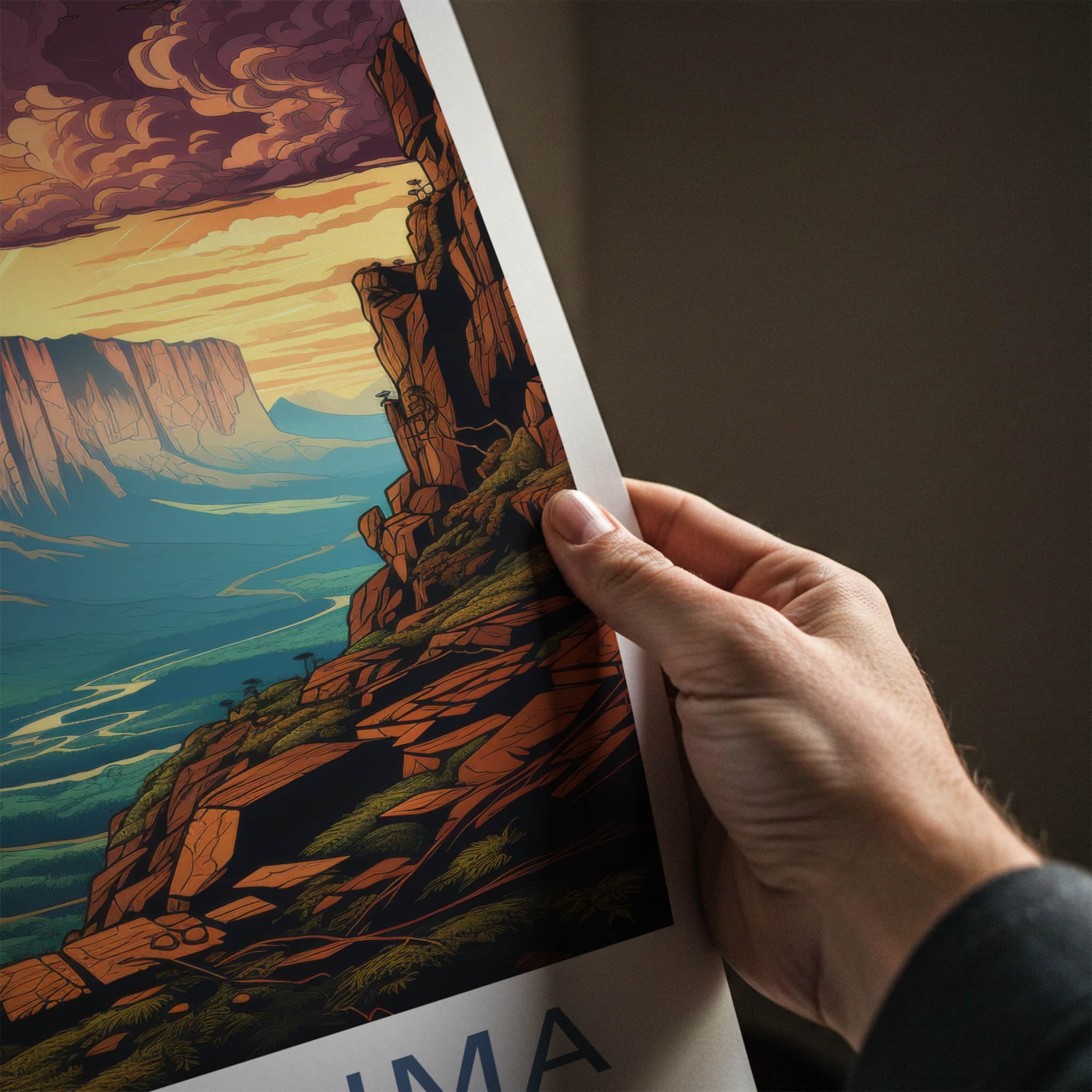 Mt Roraima Poster - Venezuela Travel Art - Dramatic Sunset Tepuis Wall Decor