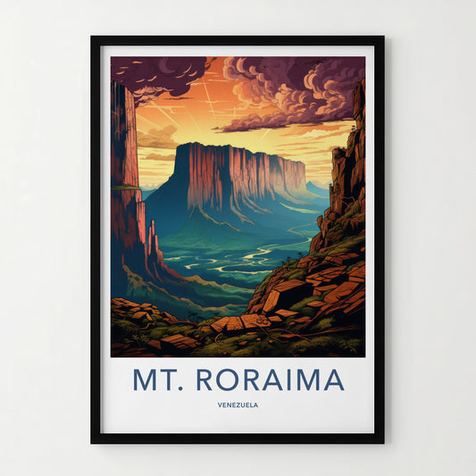 Mt Roraima Poster - Venezuela Travel Art - Dramatic Sunset Tepuis Wall Decor